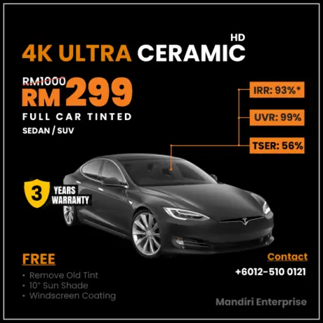 4K Ultra Ceramic Tinted Kereta